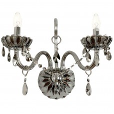 Απλίκα Τοίχου 2xE14 Γυάλινη Φιμέ με Κρύσταλλα 43391-2-F